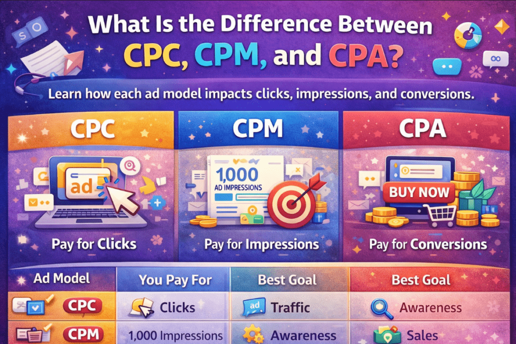 Difference between CPC, CPM ,and CPA